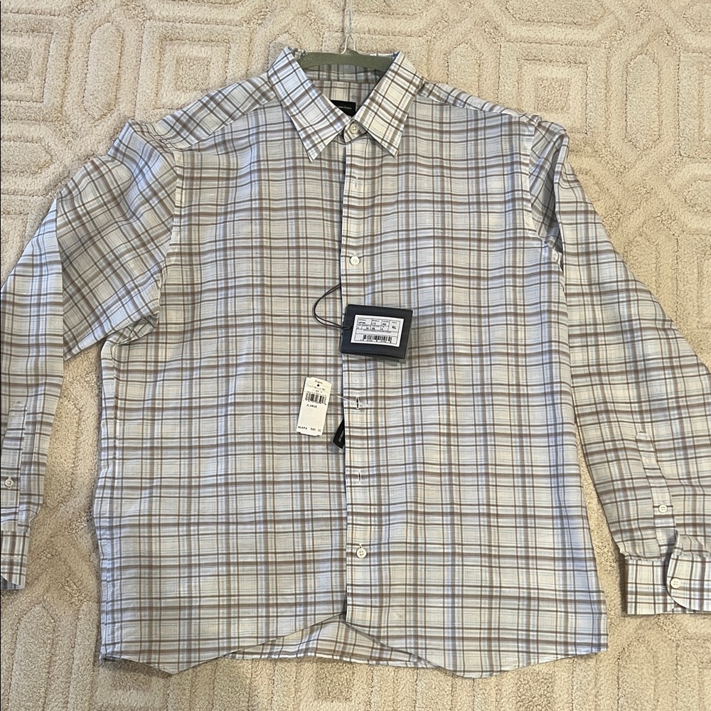 NWT Men's ZEGNA Plaid Button down Shirt